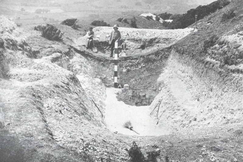 Cissbury: a Neolithic flint mine being investigated in 1875 and recorded in this very early archaeological photograph