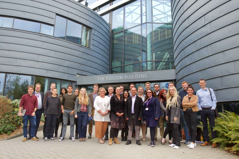 NCTJ community reporters, BU staff and students outside the Fusion Building