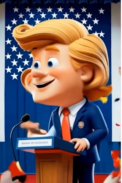 Donald Trump as an avatar during his victory speech Donald Trump as an avatar during his victory speech