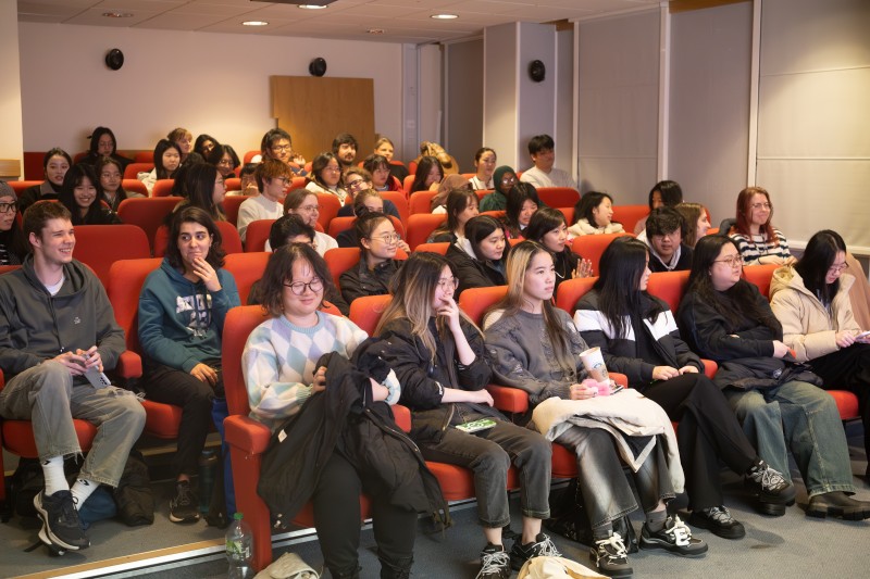 Students watching the film Da Yu in a cinema-style layout