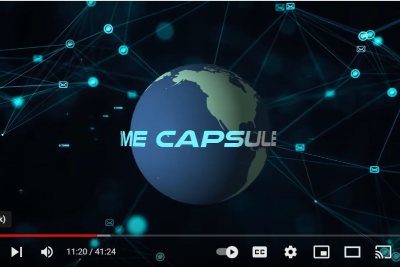 Earth on Edge An animation of planet Earth with "Time Capsule" written across it
