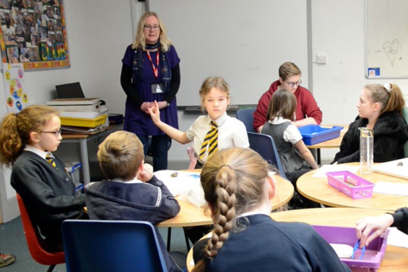 Dr Emma Jenkins addressing a class of school children at St. Luke's