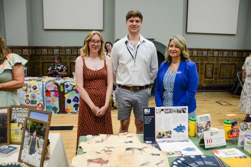 A group photo of Erin, Hayden and Professor Honour