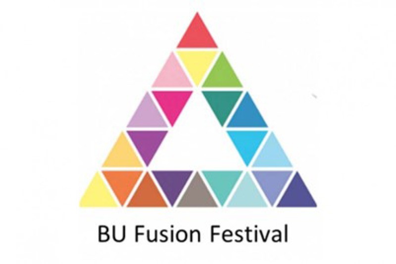 Fusion Festival A colourful triangle with BU Fusion Festival written underneath