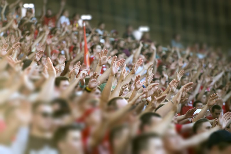Photo of a large crowd in a stadium