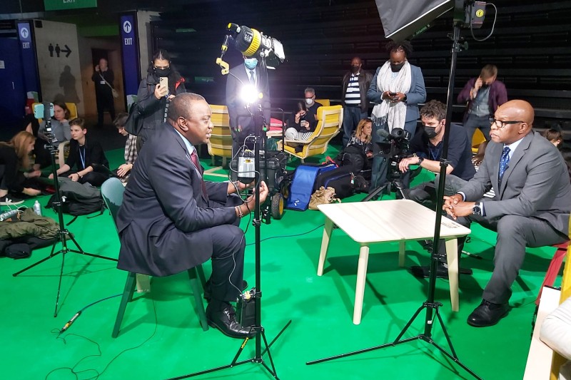 A media interview taking place at COP26 