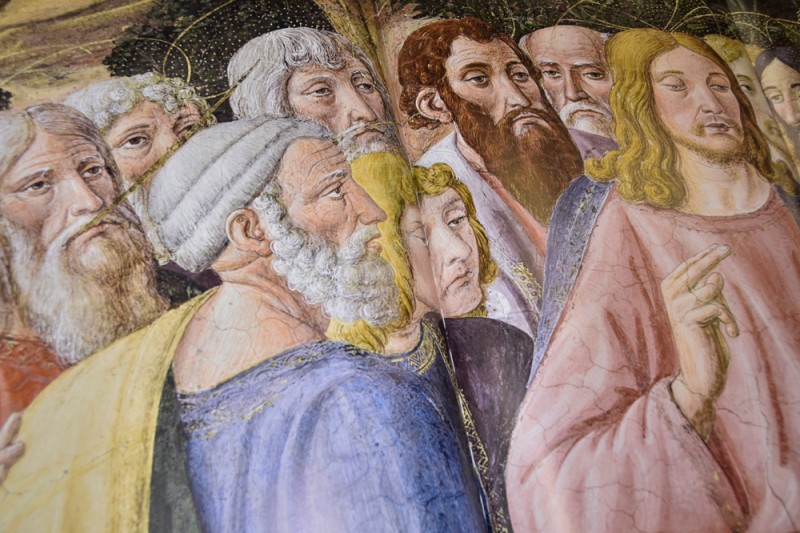 A section of painting from one of the Sistine Chapel books donated to BU A Sistine Chapel book open showing a section from a painting
