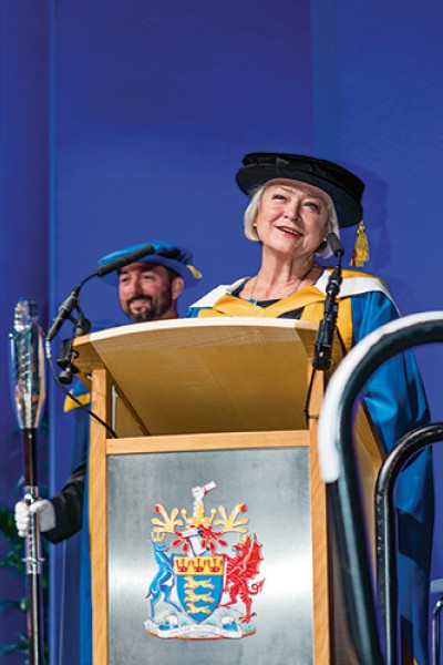 Kate Adie speaking at graduation