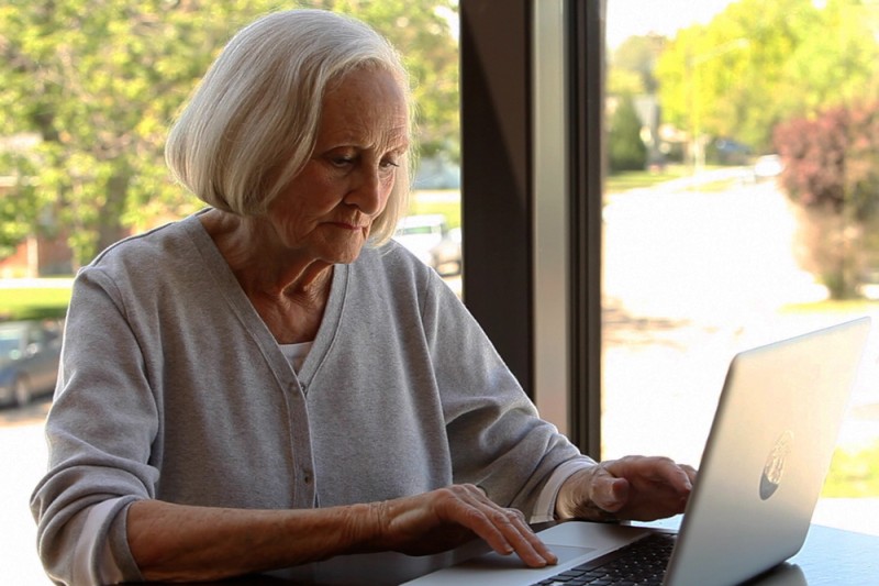 Lady using laptop
