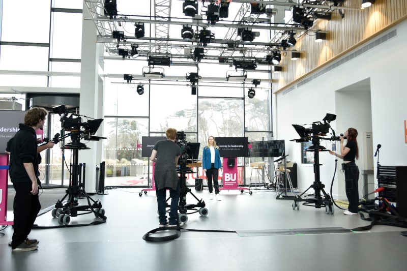 Speaker Laura Whibicks in the TV studio