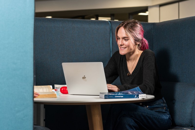 student using a laptop