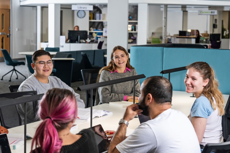 group of students studying