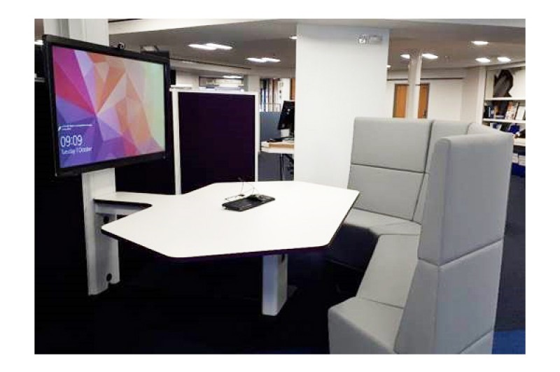Library technobooths with bench Library technobooths with bench