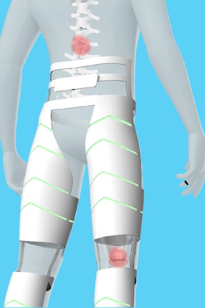 A graphical image showing the position of the MOSS wearable device