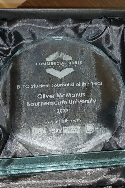 A picture of the trophy won by Oliver McManus