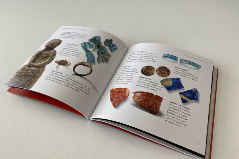 Fishbourne Roman Palace guidebook showing artefacts