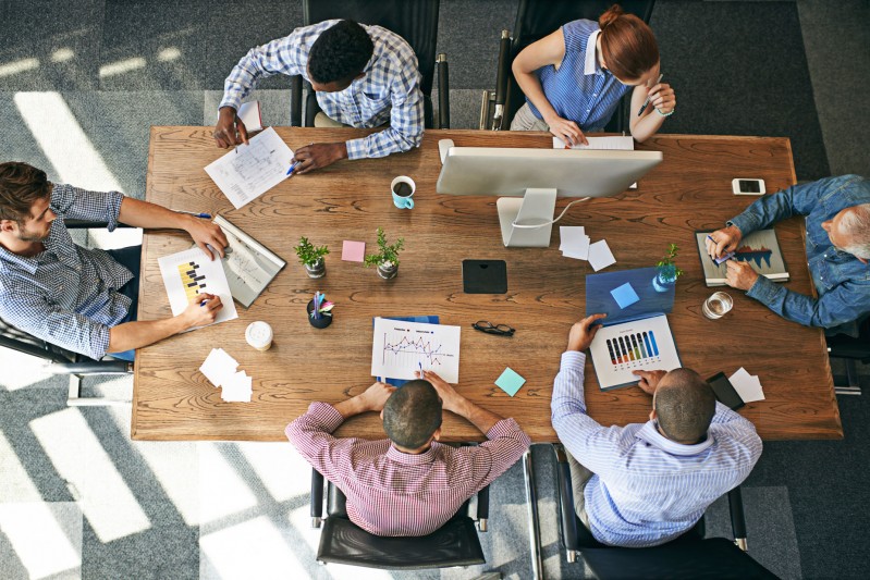 People working at a table