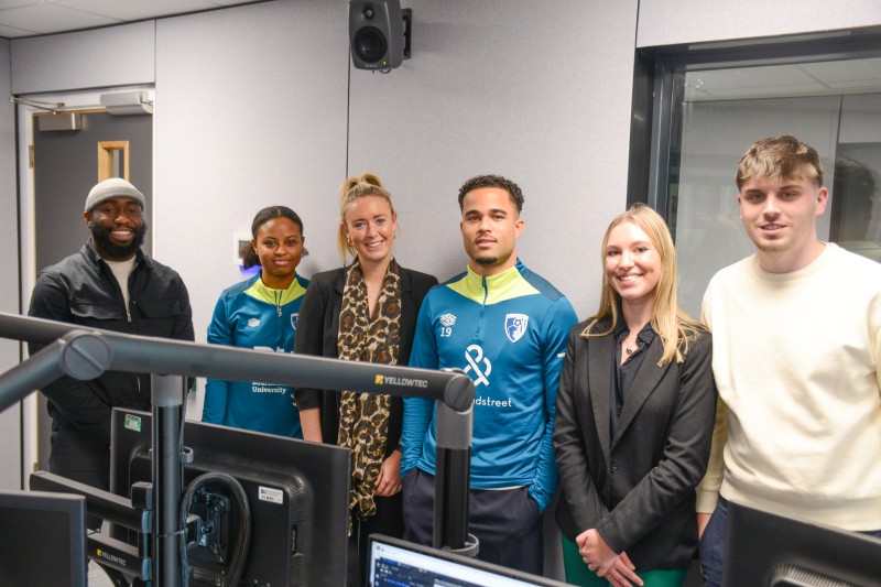 AFC Bournemouth footballers in the radio studios