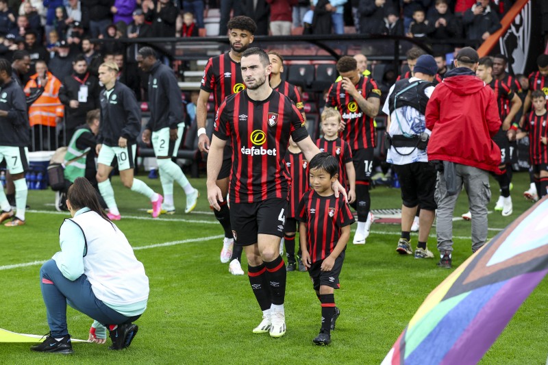 Lewis Cook leading AFC Bournemouth players out of the tunnel