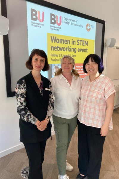 (l-r) Dr Roya Haratian, Sarah Palmer-Smith and Yi Huang from the Department of Design & Engineering (l-r) Dr Roya Haratian, Sarah Palmer-Smith and Yi Huang from the Department of Design & Engineering