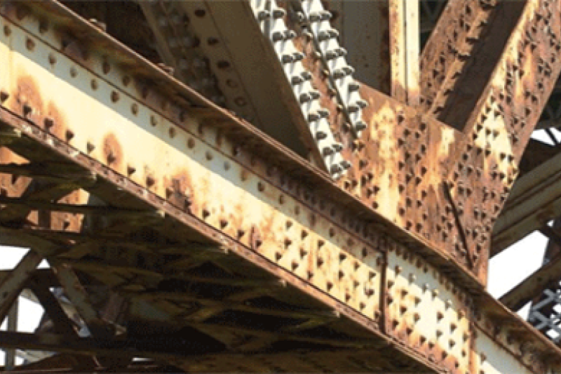 Rivets on a rusty bridge