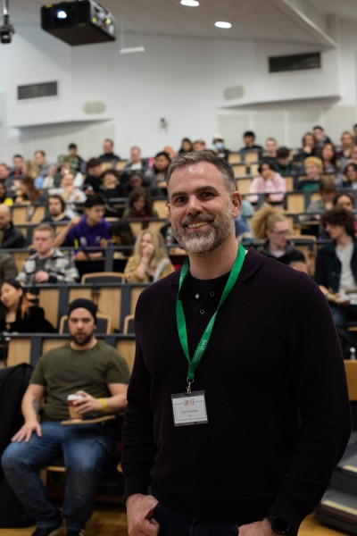 Scott Prichard from ILM standing in front of audience at the BFX Festival