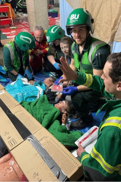 Paramedic students at a simulation event