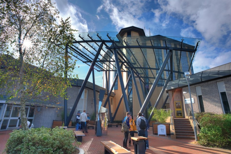 The Sir Michael Cobham library courtyard