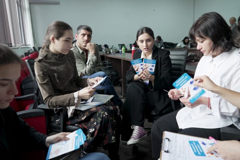 Students at the Univerisity of Prishtina, Kosovo taking part in a workshop led by BU academics
