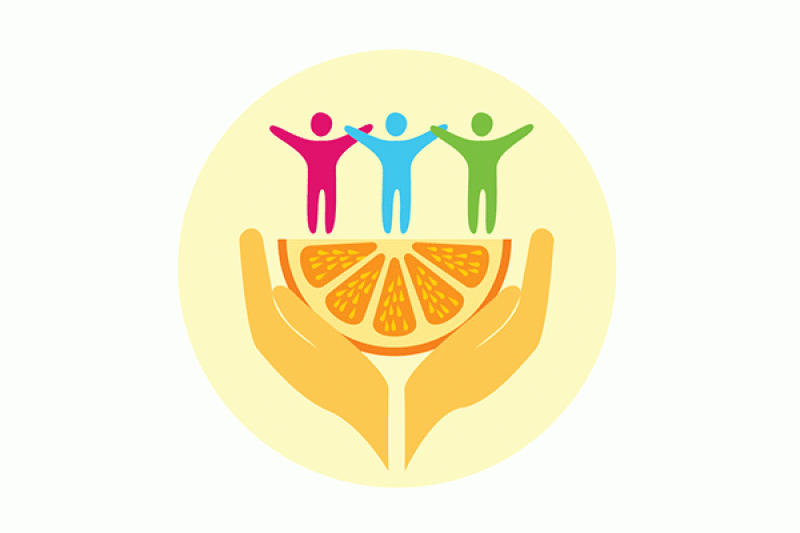 An illustration of half a tangerine cupped by hands with three people standing on top holding their arms out. TANGERINE is a co-designed research project, led by Bournemouth University, to promote healthy ageing in ethnic minorities.