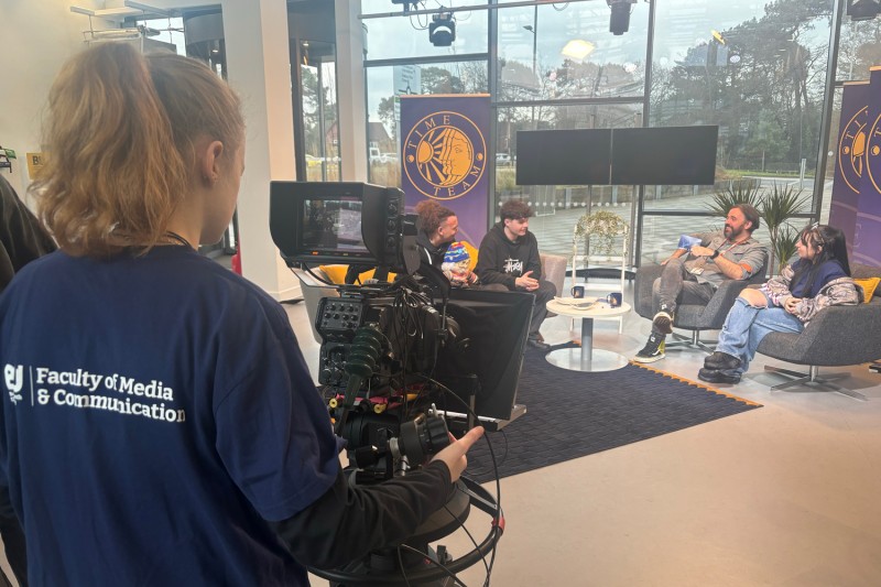 Student Camera Operator in the 'Time Team' studio Student Camera Operator in the 'Time Team' studio