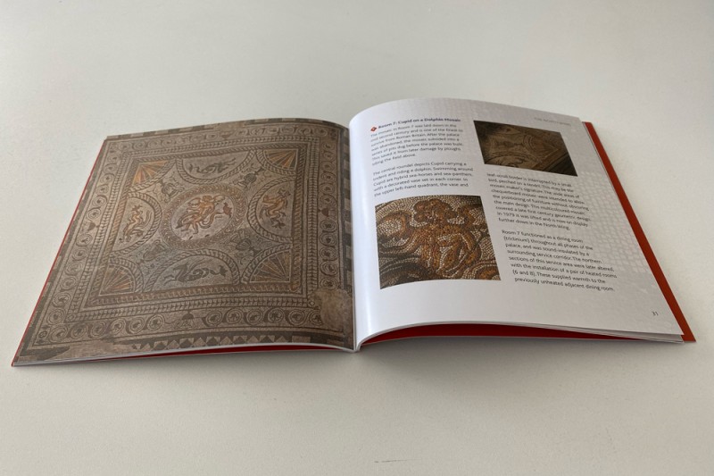 Fishbourne Roman Palace guidebook open on table