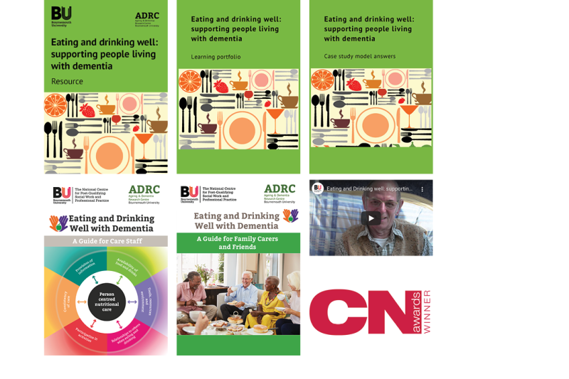 The front covers of the dementia toolkits with CN Award Winner logo