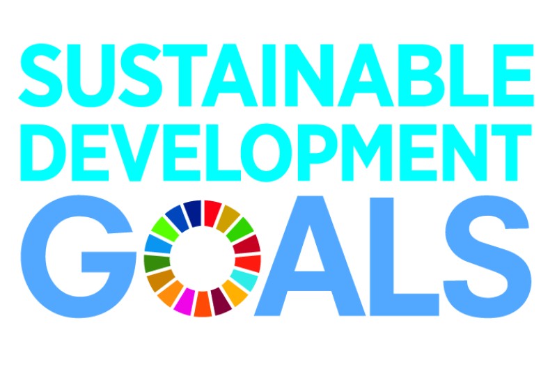 SDG Logo Colourful text reading "Sustainable Development Goals"