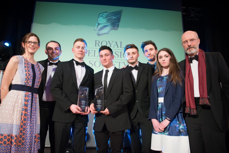 Wiltshire College students collect their Student Drama award for The Manor at Royal Television Society’s Professional and Student Awards 2018