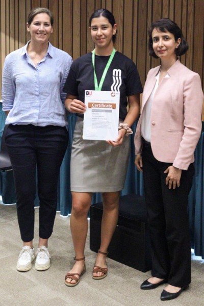 BSc (Hon) Design Engineering student Sirin Arif with her Women in STEM award BSc (Hon) Design Engineering student Sirin Arif with her Women in STEM award