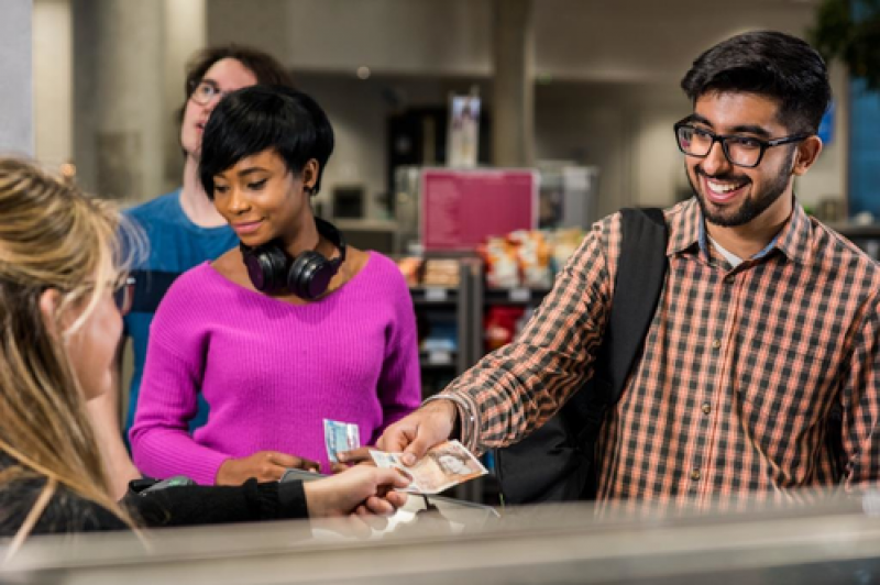 Student with cashier