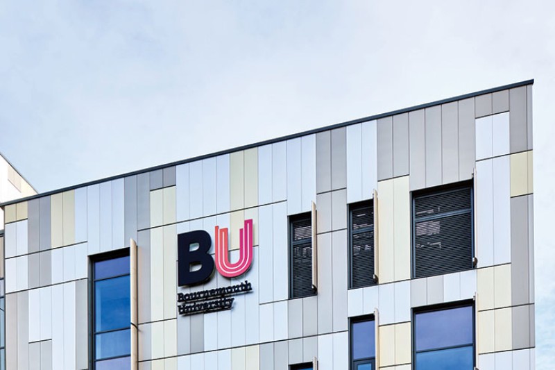 A shot of the top of the Bournemouth Gateway Building from the car park