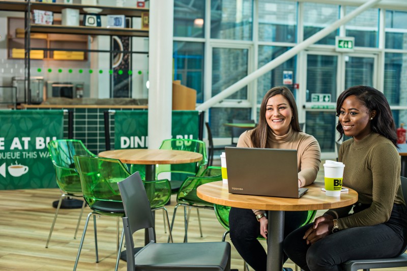 students in the atrium