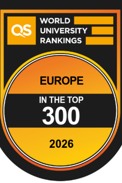 The QS Europe Logo giving BU's position of top 300
