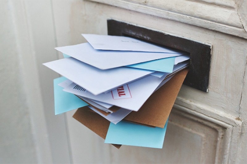 Envelopes posted through letterbox