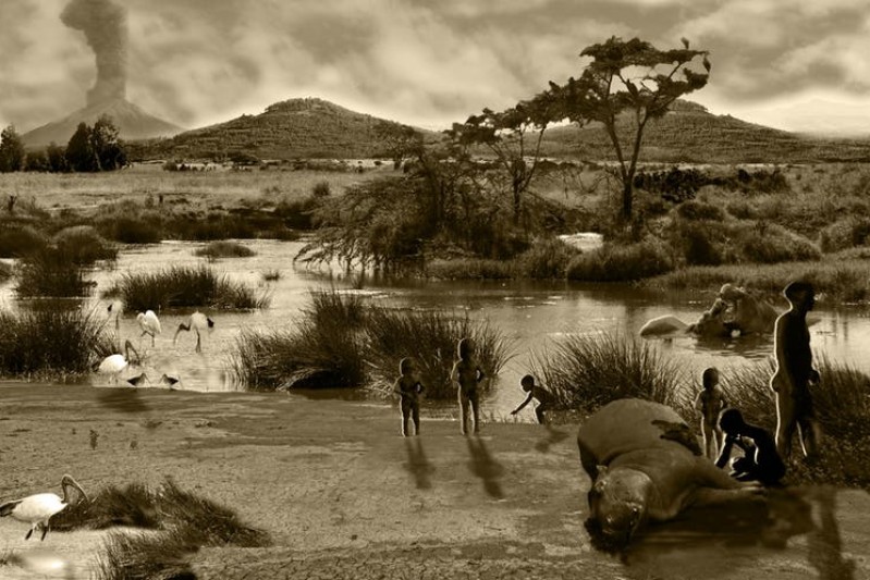 Artistic impression of scene at Melka Kunture