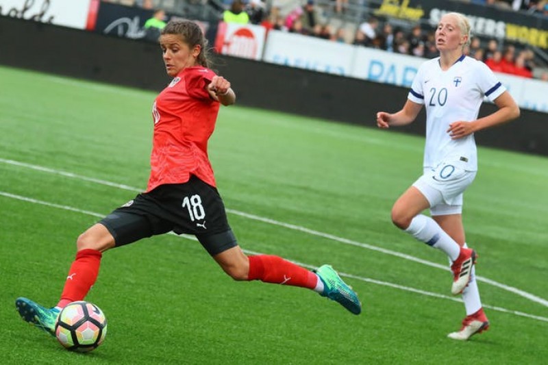 Finland takes on Austria in a qualifier for the 2019 Women’s World Cup. EPA