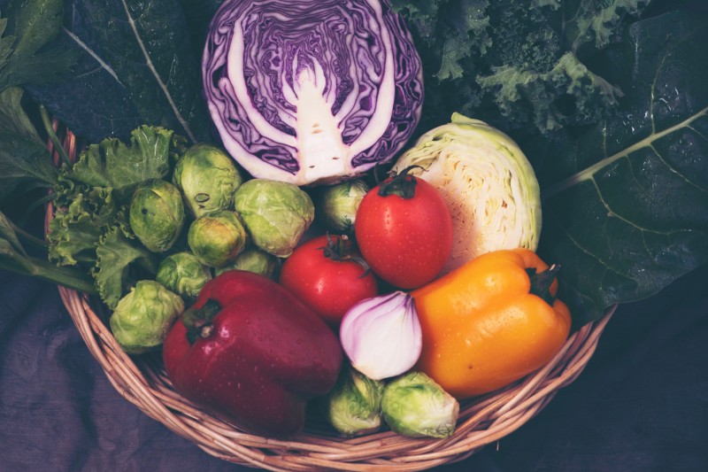 A bowl of assorted fruit and vegetables 