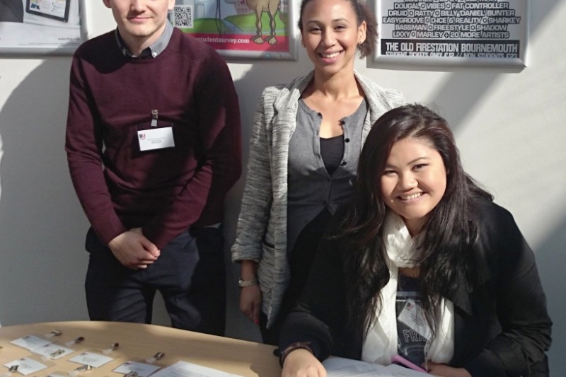 Sam Squelch (Student Engagement Coordinator, R&KEO), Rebecca Marney (BU Events) and Gabriela Sonomura.