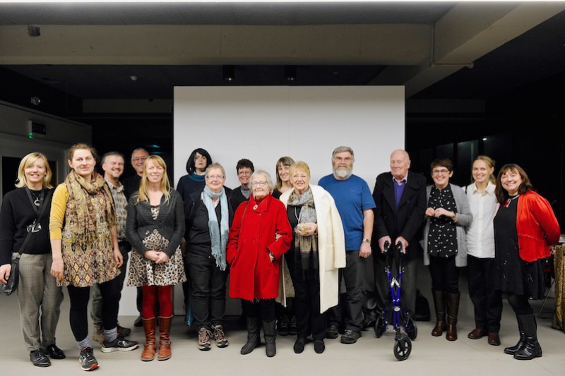 Group shot of Reading on Screen participants at the exhibition