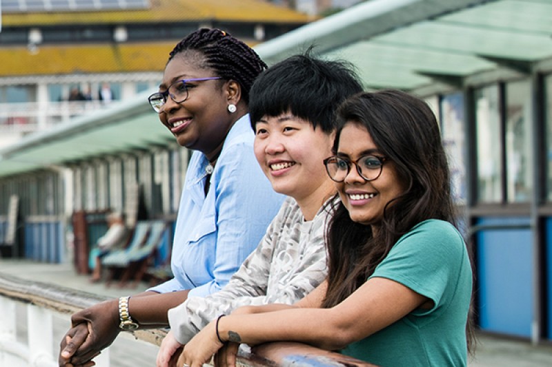 Students on the pier