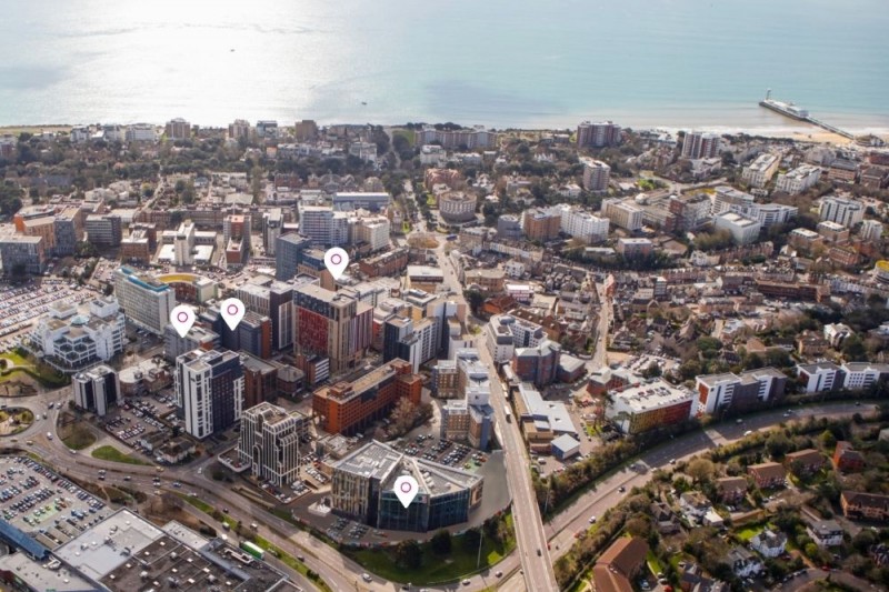 A screenshot of the Lansdowne view of our virtual tour, with the sea and beach on the horizon