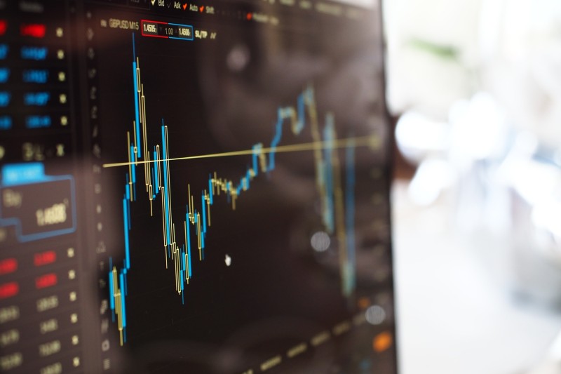 A stock market graph on a computer screen 