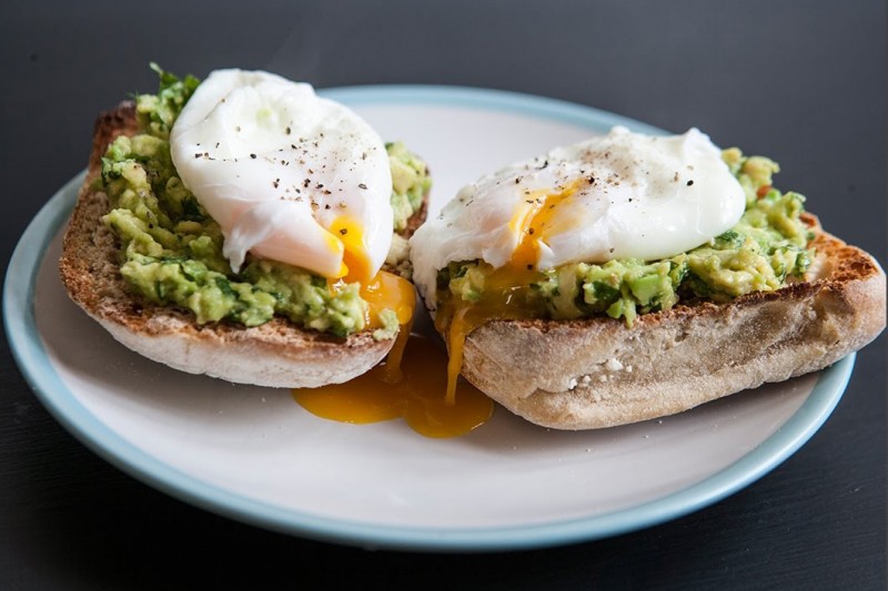 Poached egg and avocado on toast